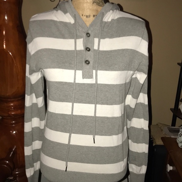 Carbon Tops - Nice grey and white striped Hoodie